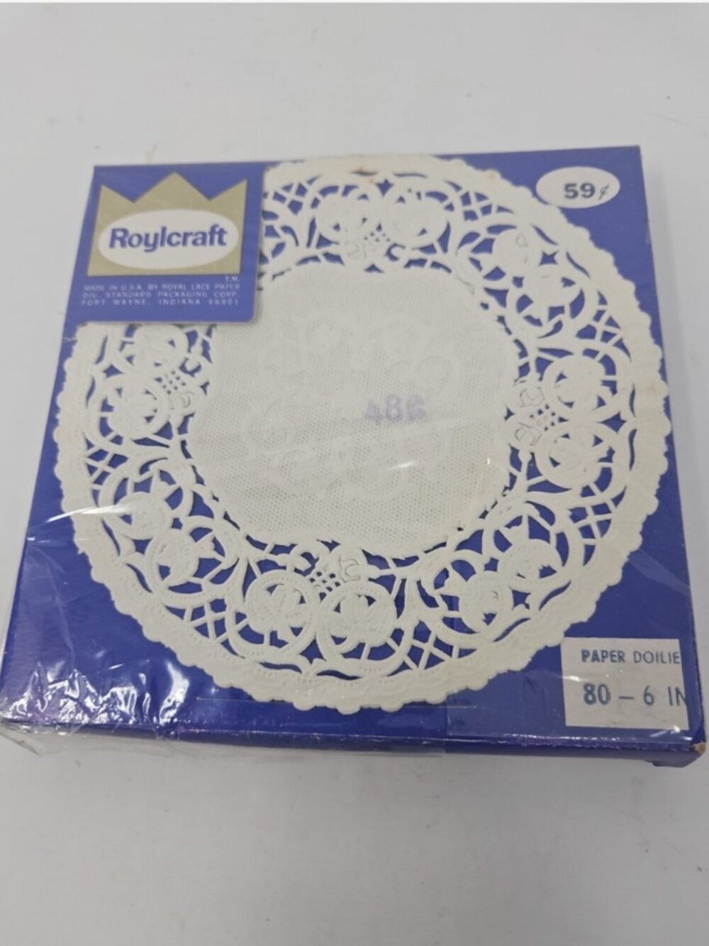 Vintage NIB MCM Sealed 80 Count Box Roylcraft Round White Paper Lace Doilies 6"